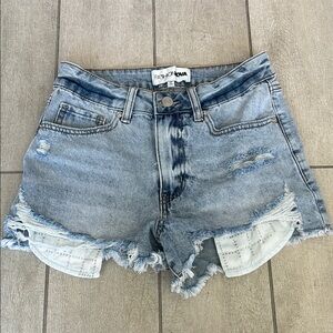 Fashion Nova Blue Distressed Jean Shorts